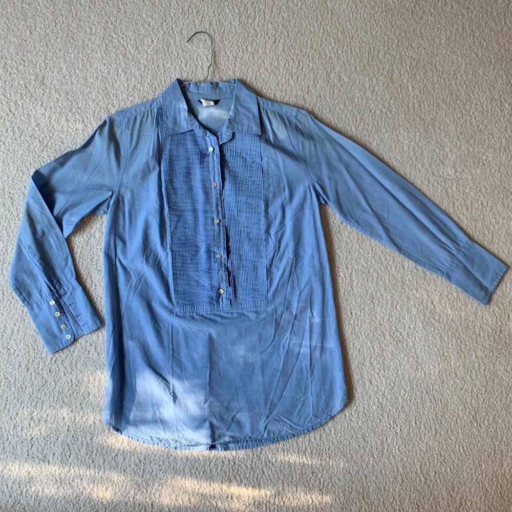J. Crew Blue Cotton Tuxedo Style Tunic Dress